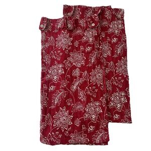 Waverly Home Classic Pair Curtain Panels 76-78x39 Inch Red Jacobean Floral READ